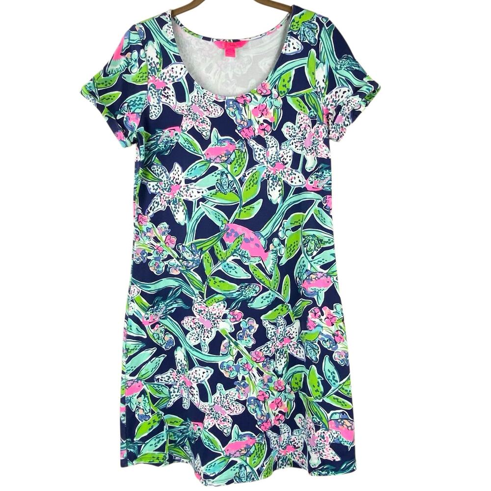 Lilly Pulitzer Floral T-Shirt Dress Size S Beach Resort Cruise Coastal